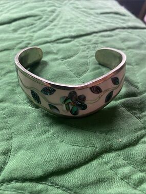 Vintage sterling Bangle is a Mexican Alpaca silver cuff bracelet